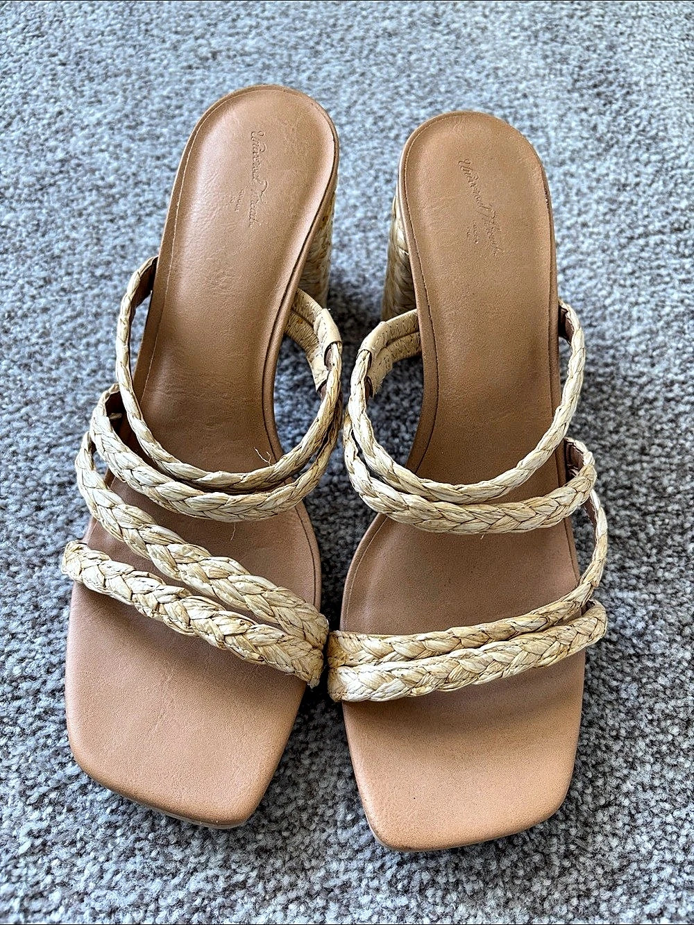 Universal Thread Braided Strap Sandals in Brown & Cream